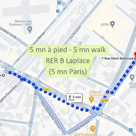 Disponible - Entier Renove - Canape Lit Emma - Rerb, 5mn Paris - 2 Pers - Parking Rue Gratuit - Equipe - 1er Etage - 3